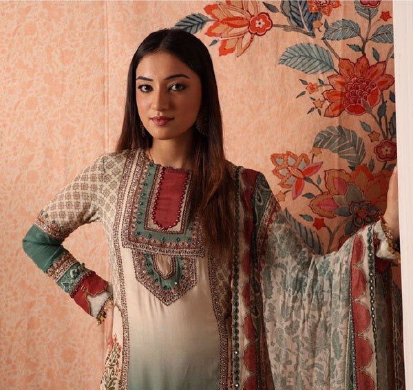 Sharara set with kalamkari dupatta