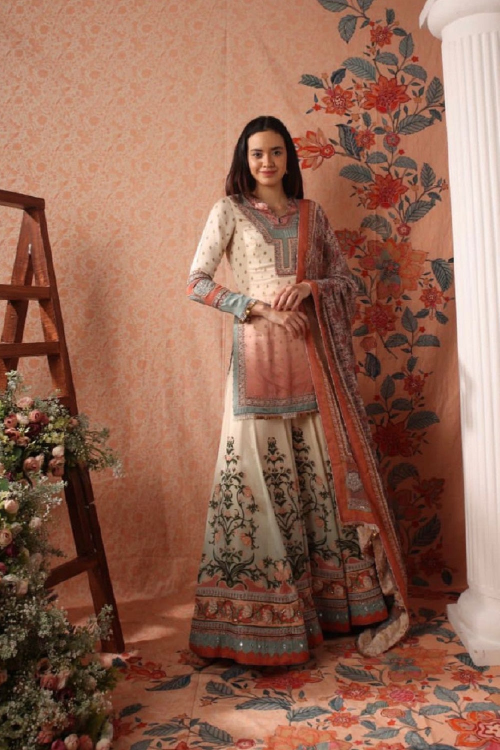 Vintage floral sharara set