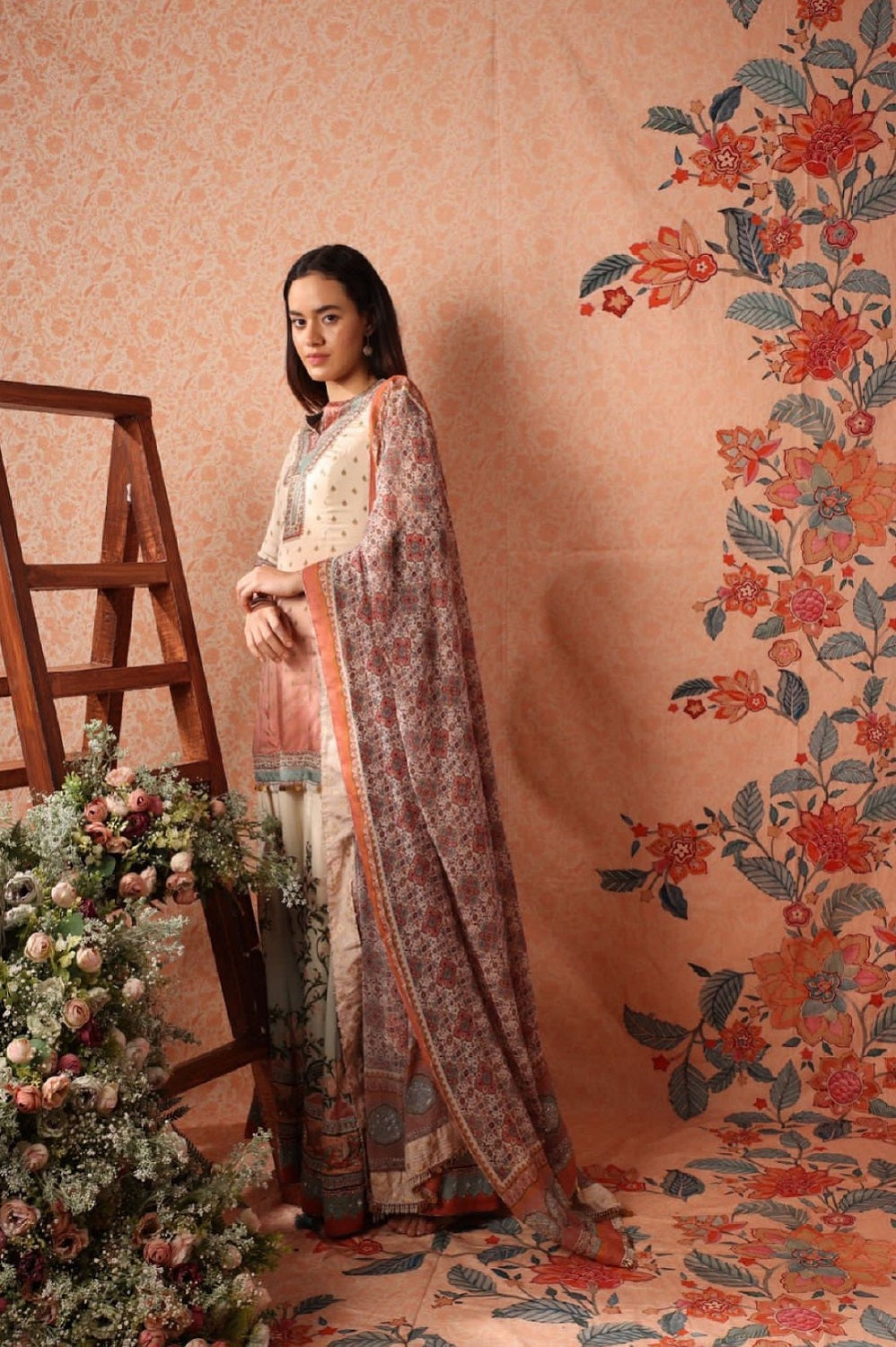 Vintage floral sharara set