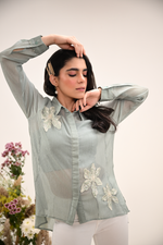 Ice Blue Chiffon Shirt