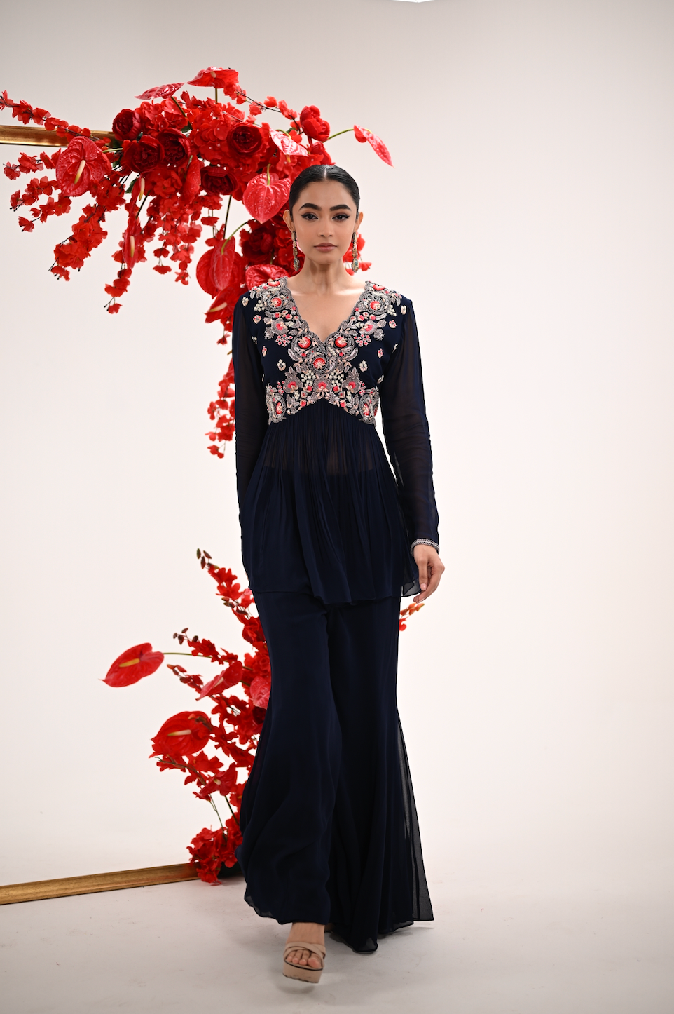 Signature Navy Blue Peplum Sharara