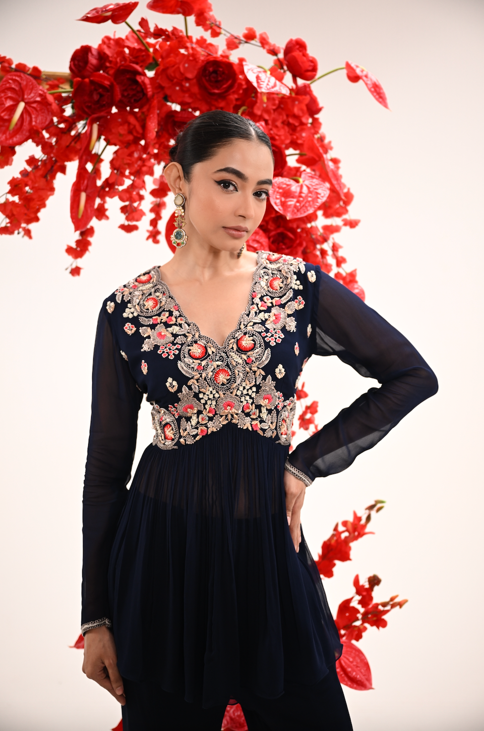 Signature Navy Blue Peplum Sharara