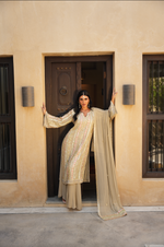 GREY GOTA SHARARA PARISAA (GREY-PEACH DUPATTA)