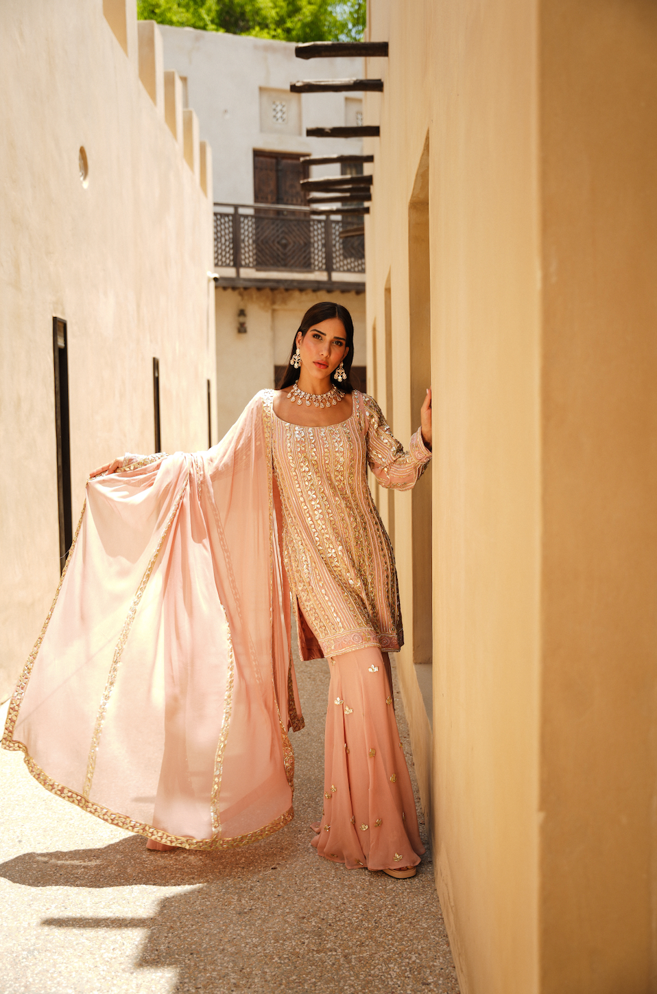 SALMON PINK PARISAA KALIDAR SHARARA
