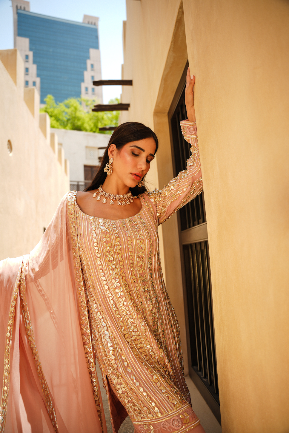 SALMON PINK PARISAA KALIDAR SHARARA