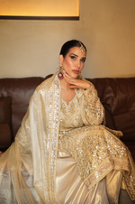 GOLDEN TISSUE PARISAA LONG KURTA WITH SHARARA