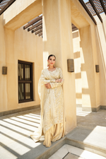 GOLDEN TISSUE PARISAA LONG KURTA WITH SHARARA