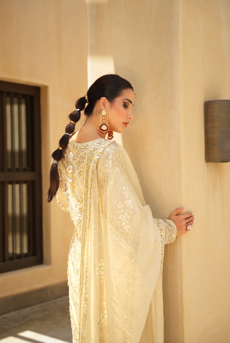 GOLDEN TISSUE PARISAA LONG KURTA WITH SHARARA