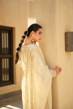 GOLDEN TISSUE PARISAA LONG KURTA WITH SHARARA