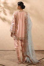 Peach And Blue Dhoti Set