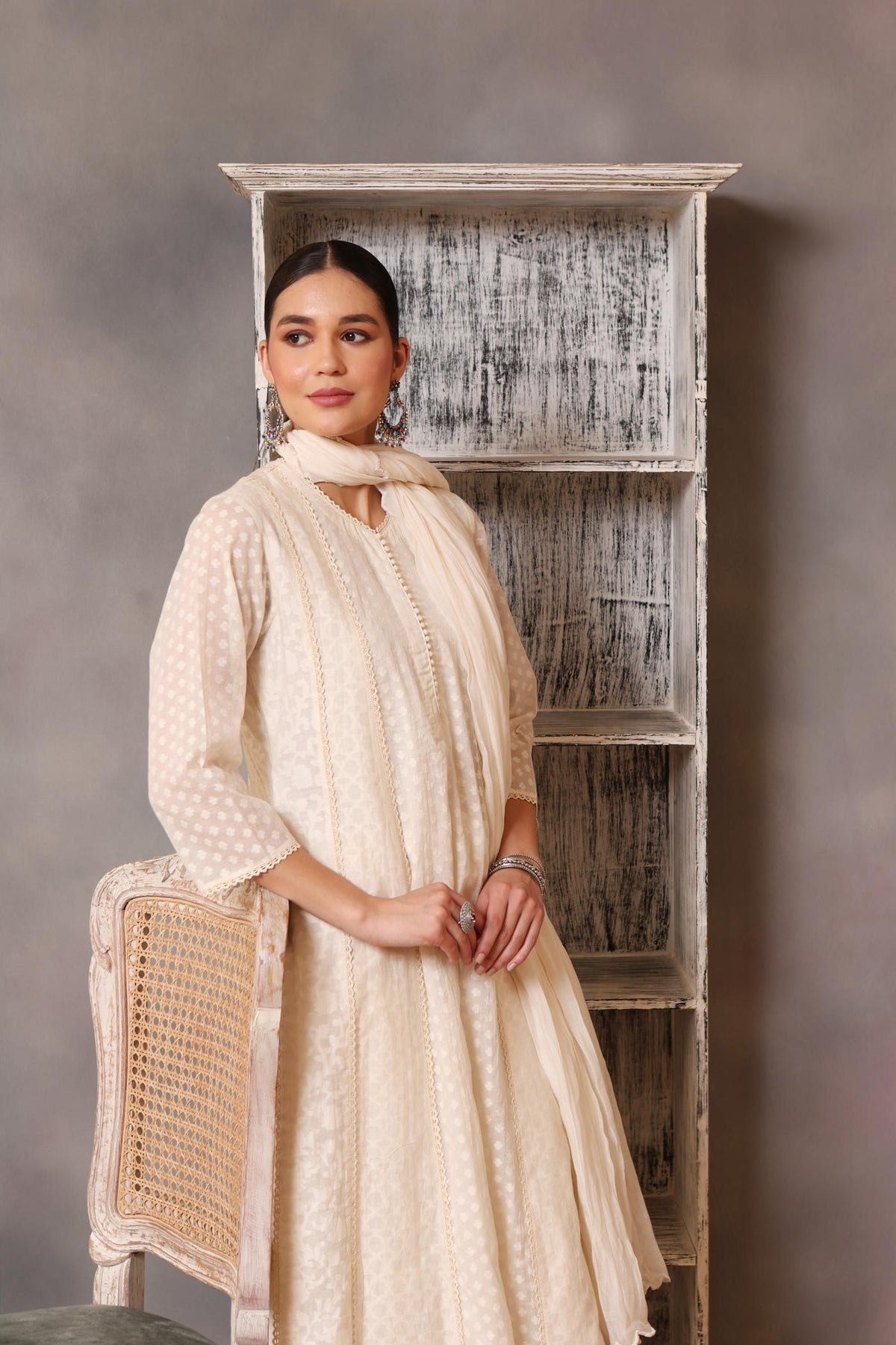 Ivory Pure Cotton Silk Kurta Pants Set