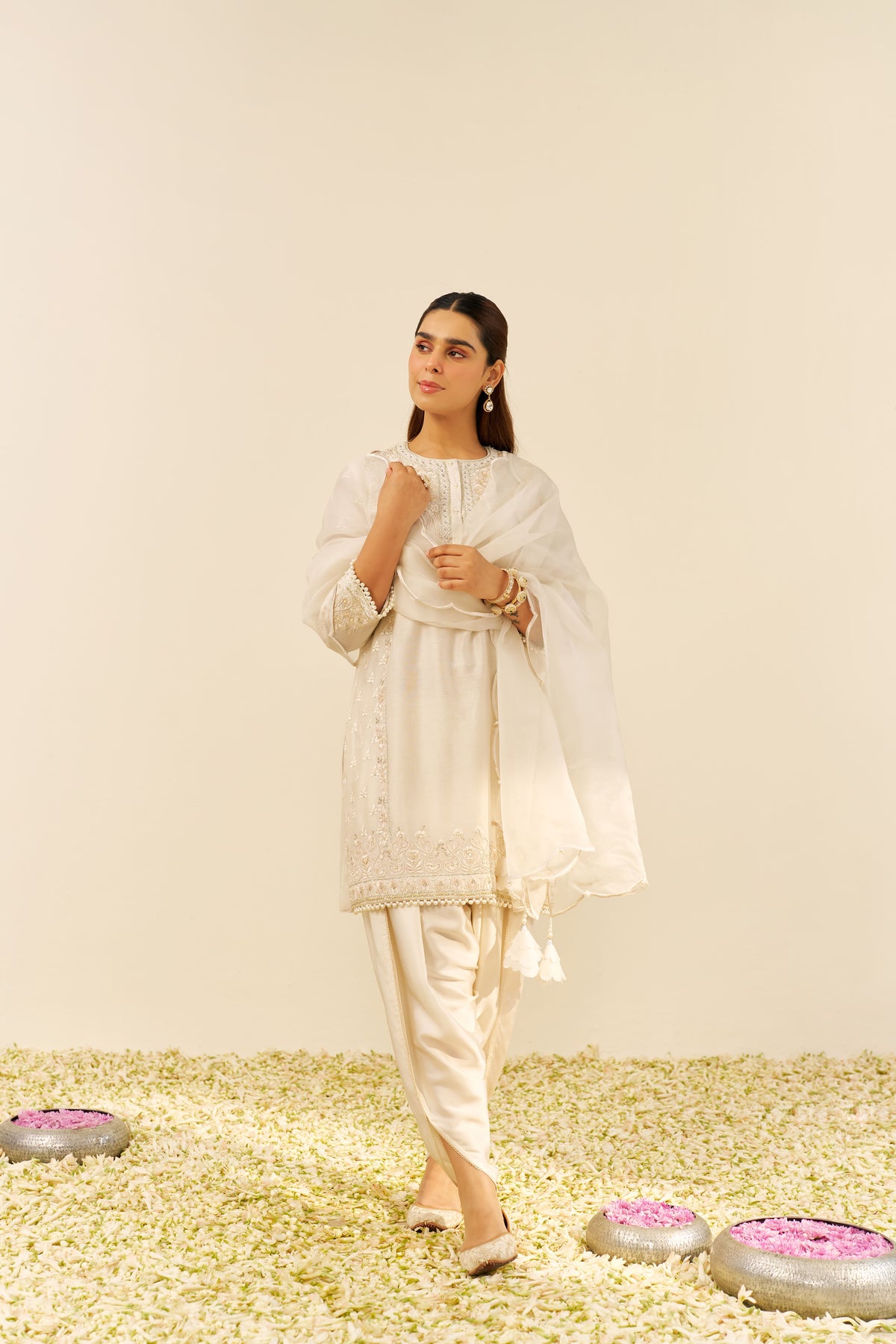 ZAISHA - SHORT KURTA WITH DHOTI AND DUPATTA