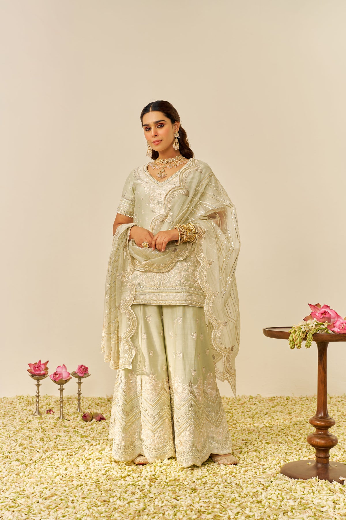 SAMEEHA - SHORT KURTA WITH SHARARA AND DUPATTA