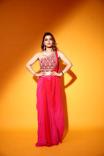 Redpink ombre saree