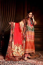 Bottel green & red paithani border suit with red border dupatta and wine pant jaal.