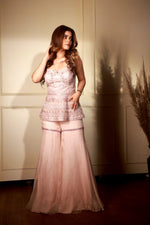 Peach embre peplum with sharara