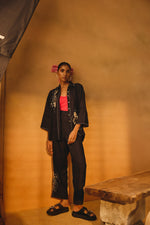 NAVY FLOWER EMBROIDERY CO-ORD SET