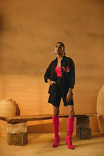 Black Flamingo Embroidered Shirt